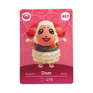 Animal Crossing New Horizons Dom Amiibo Card 427 for Nintendo Switch